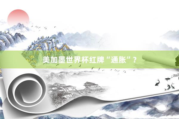 美加墨世界杯红牌“通胀”？
