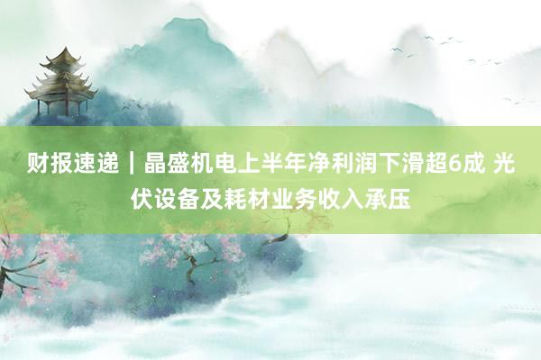 财报速递｜晶盛机电上半年净利润下滑超6成 光伏设备及耗材业务收入承压