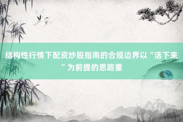 结构性行情下配资炒股指南的合规边界以“活下来”为前提的思路重