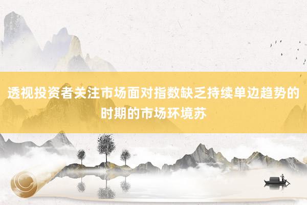 透视投资者关注市场面对指数缺乏持续单边趋势的时期的市场环境苏