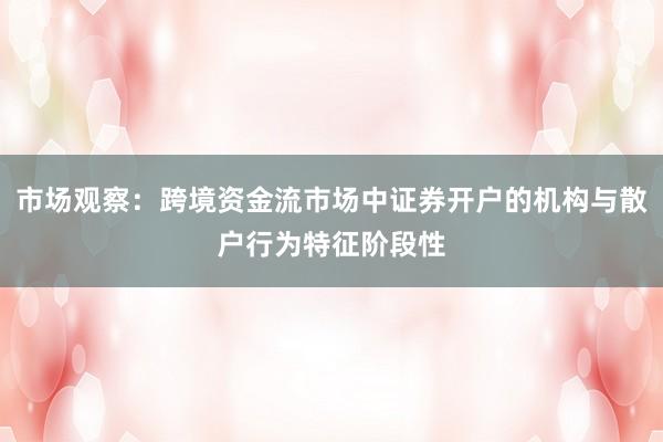 市场观察：跨境资金流市场中证券开户的机构与散户行为特征阶段性