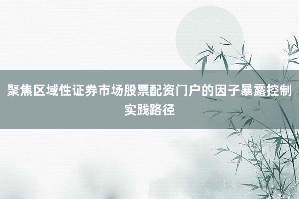 聚焦区域性证券市场股票配资门户的因子暴露控制实践路径