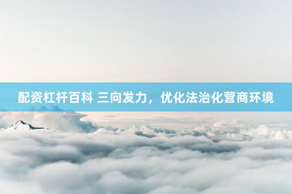 配资杠杆百科 三向发力，优化法治化营商环境
