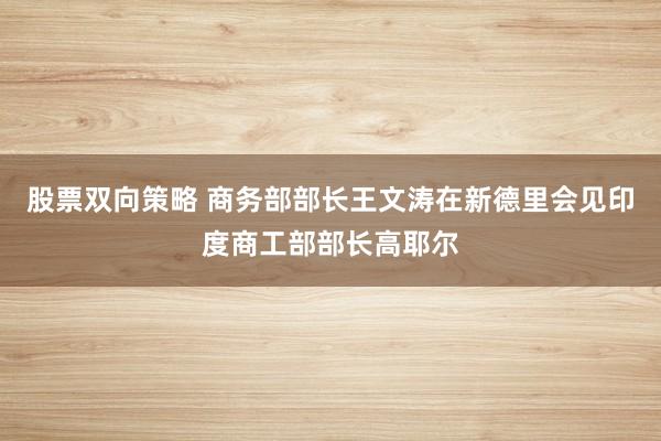 股票双向策略 商务部部长王文涛在新德里会见印度商工部部长高耶尔