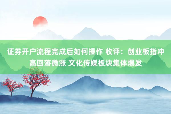 证券开户流程完成后如何操作 收评:创业板指冲高回落微涨 文化传媒板块集体爆发