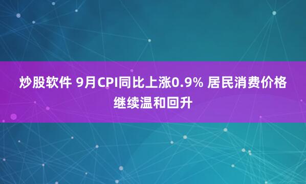 炒股软件 9月CPI同比上涨0.9% 居民消费价格继续温和回升