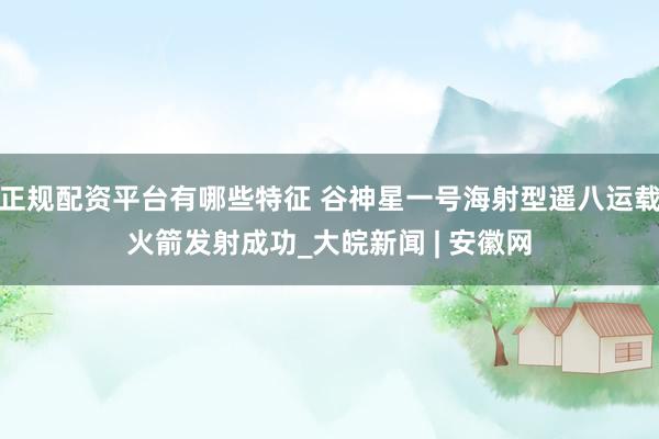 正规配资平台有哪些特征 谷神星一号海射型遥八运载火箭发射成功_大皖新闻 | 安徽网